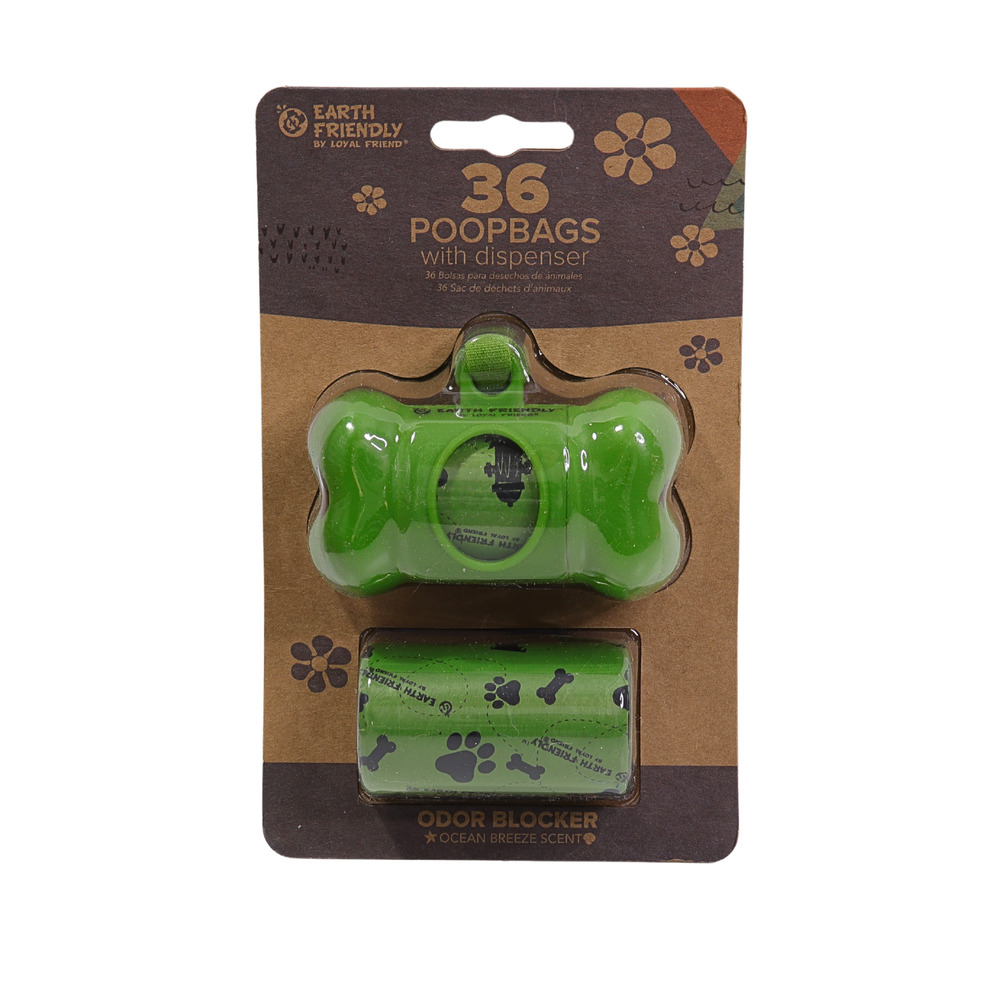 Earth Friendly Poop Bags With Dispenser - 36 Bags Ocean Breeze Scent